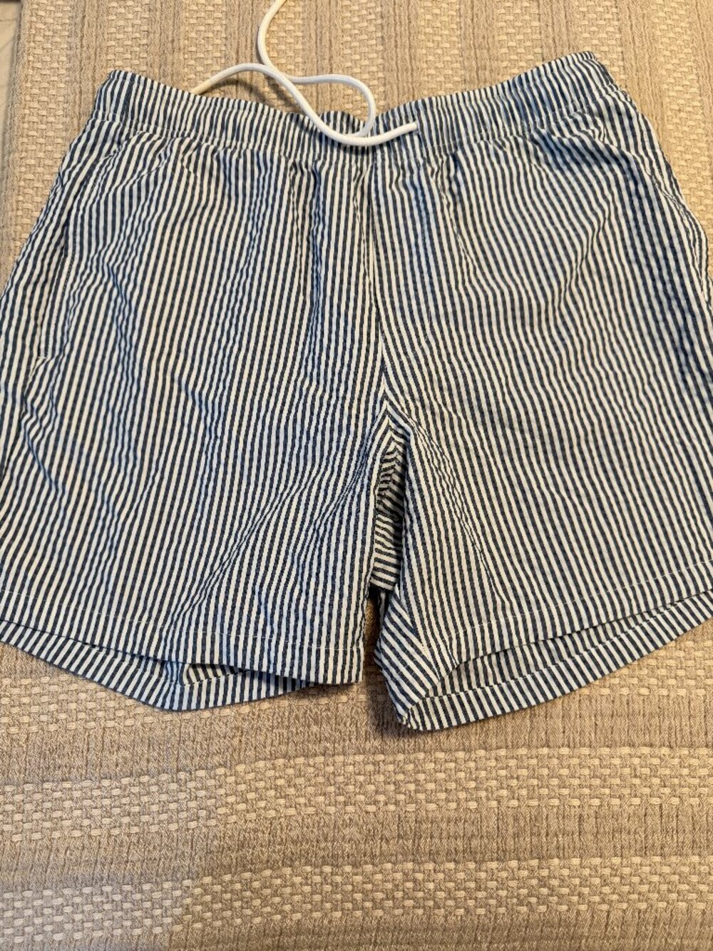 Gap Men's Seersucker Striped Swim Trunks Navy White Size M